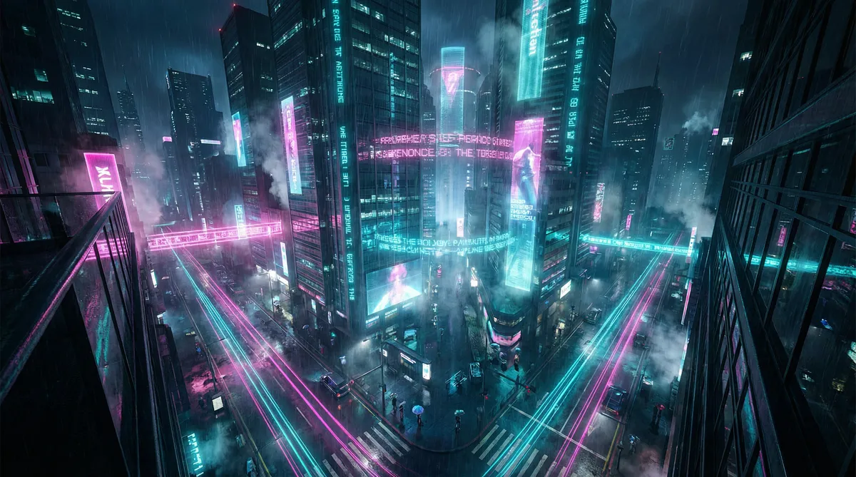 司文痞子全集 竖屏短剧平台首页背景 - 赛博朋克都市夜景